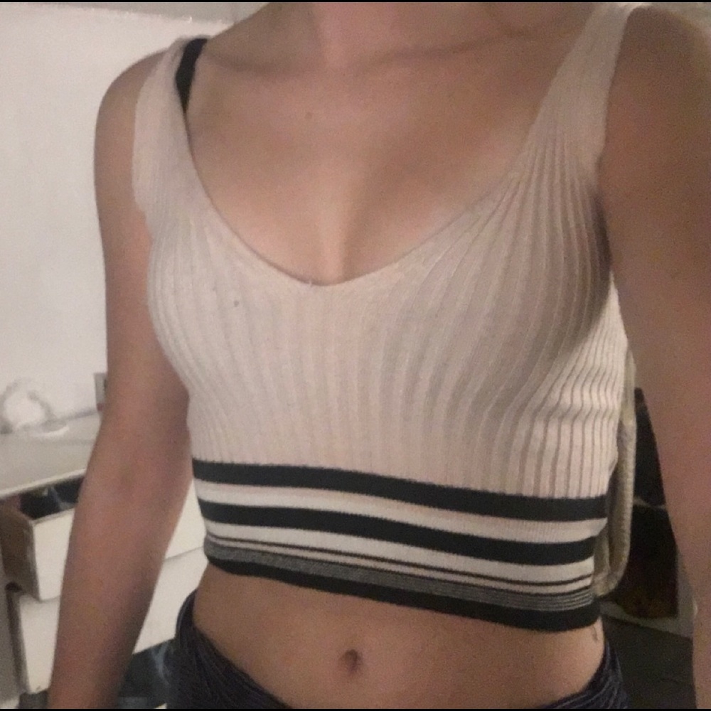 Tan ribbed tank
